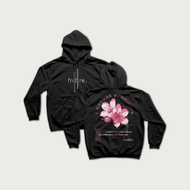 Blossom hoodie, front and back